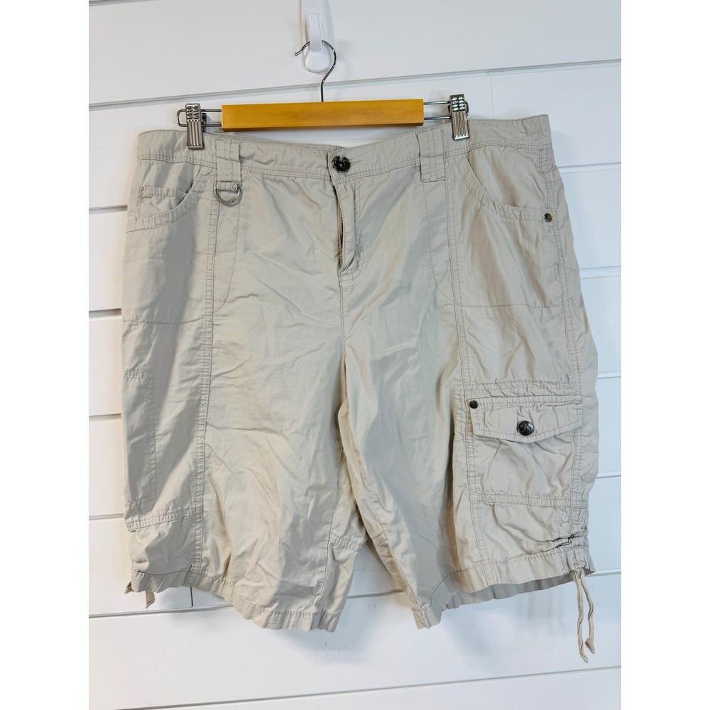 Style & Co Womens Khaki Cargo Shorts Size 14 Beige Utility Hiking Pockets
